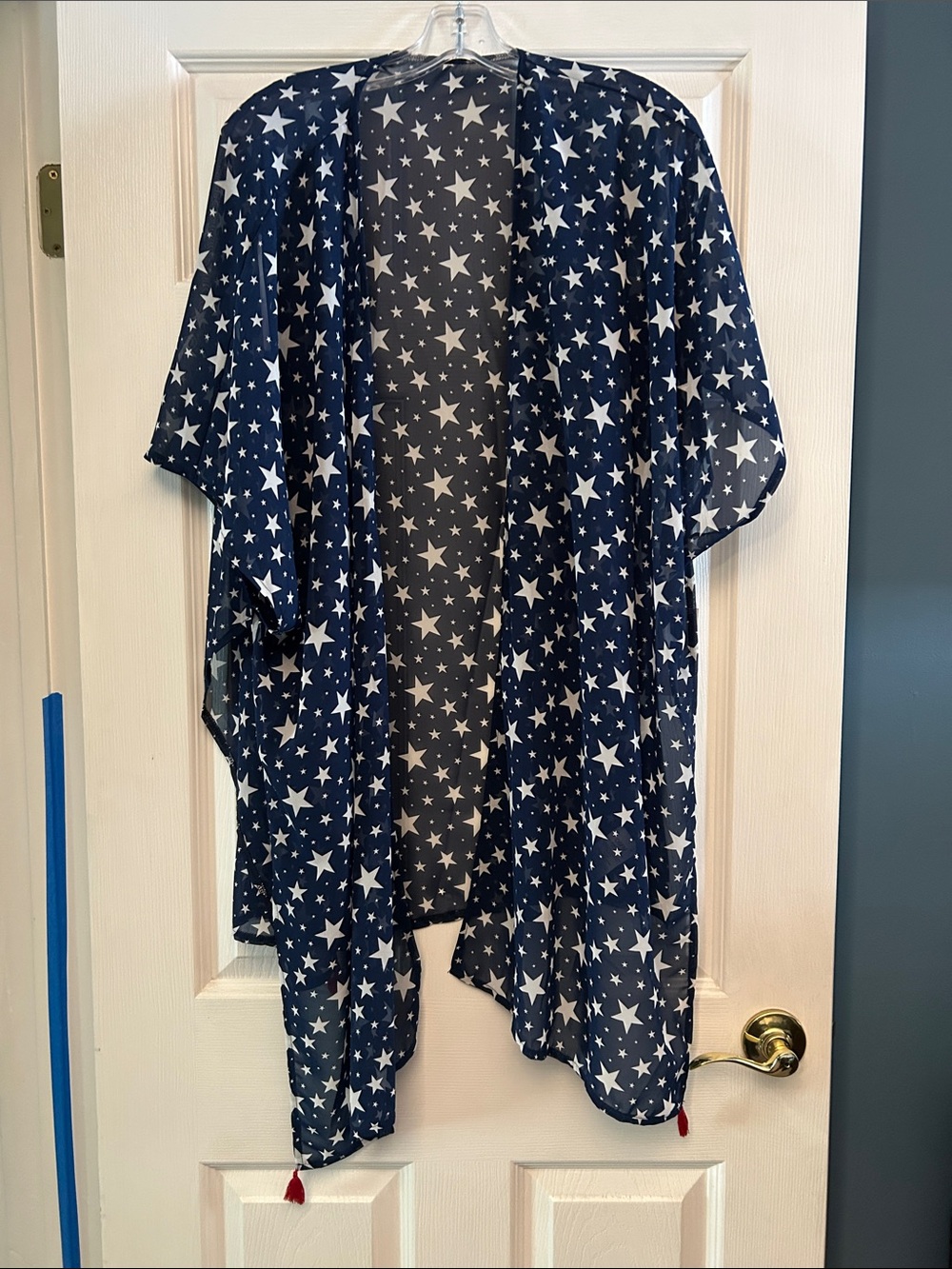 Navy Star Print Chiffon Kimono